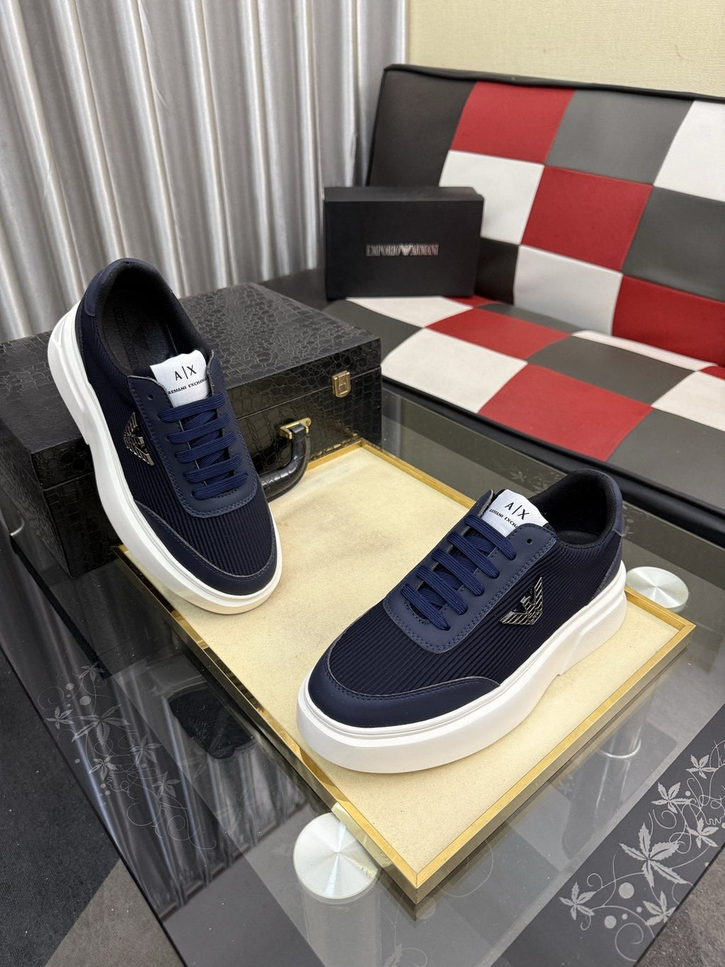 Armani Exchange Mesh Panel Sneakers — front
