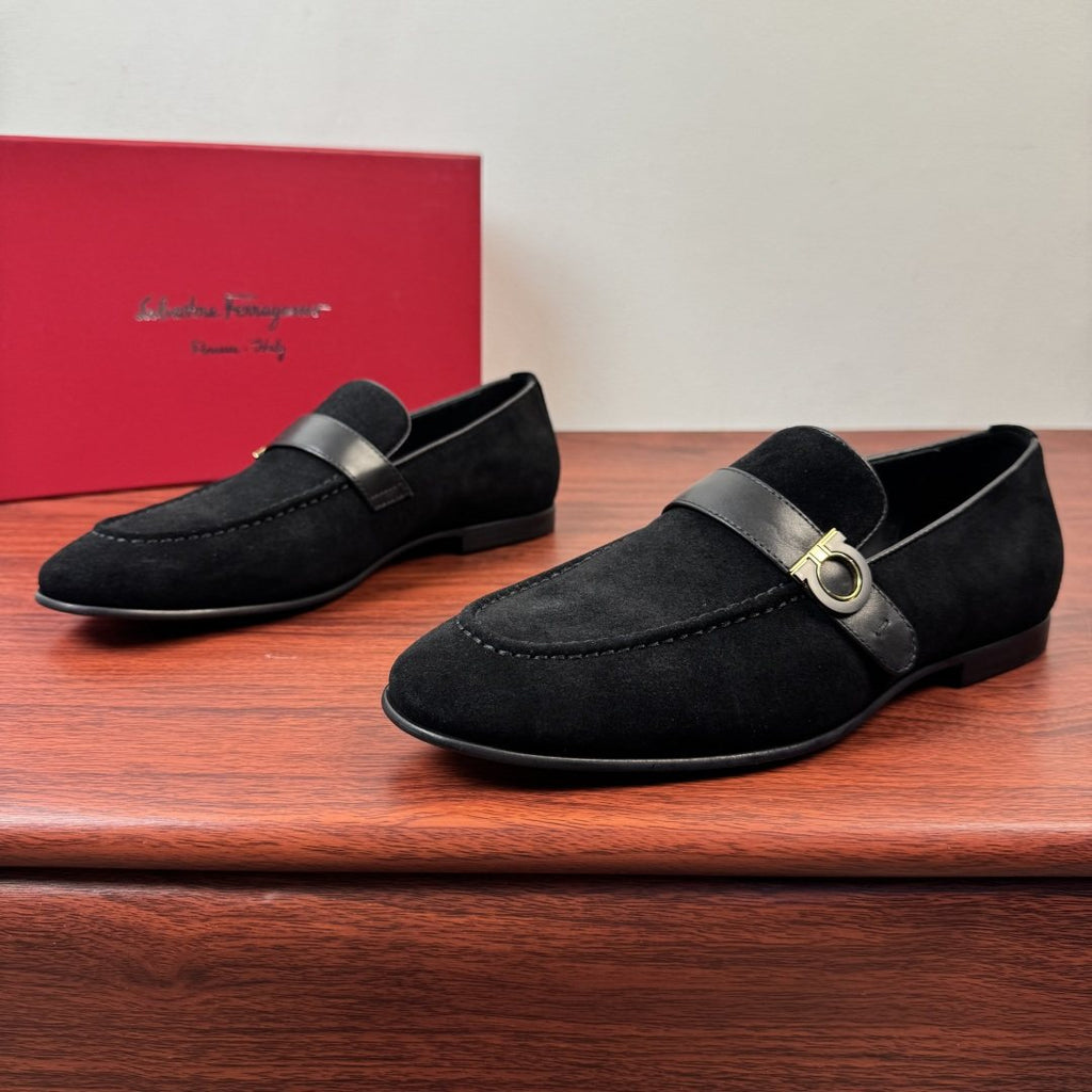 Ferragamo Gancini Buckle Men's Loafers — side