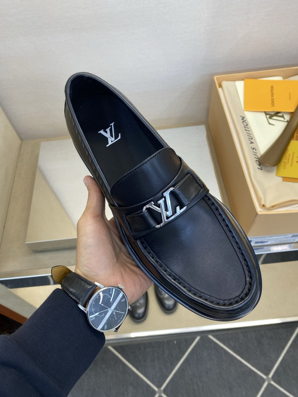 Louis Vuitton Metal Hardware Loafers — model