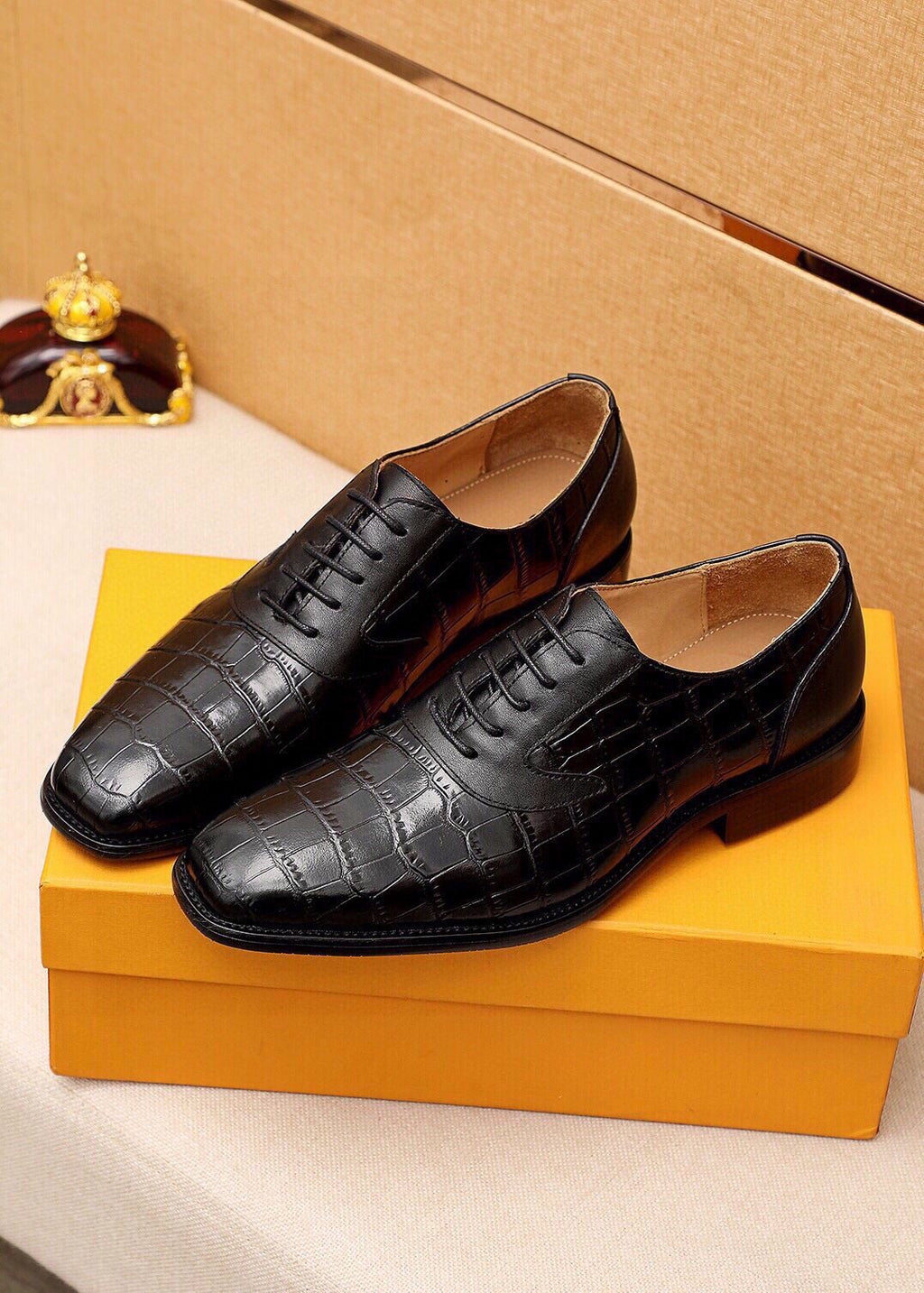 Louis Vuitton Embossed Lace-Up Dress Shoes — front