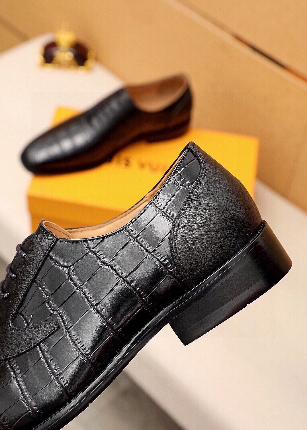 Louis Vuitton Embossed Lace-Up Dress Shoes — detail