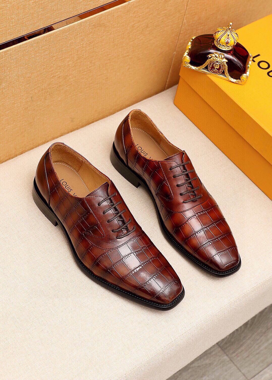Louis Vuitton Embossed Lace-Up Dress Shoes — front