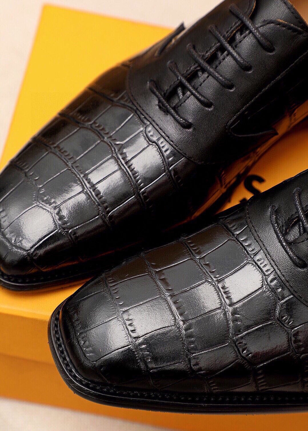Louis Vuitton Embossed Lace-Up Dress Shoes — detail