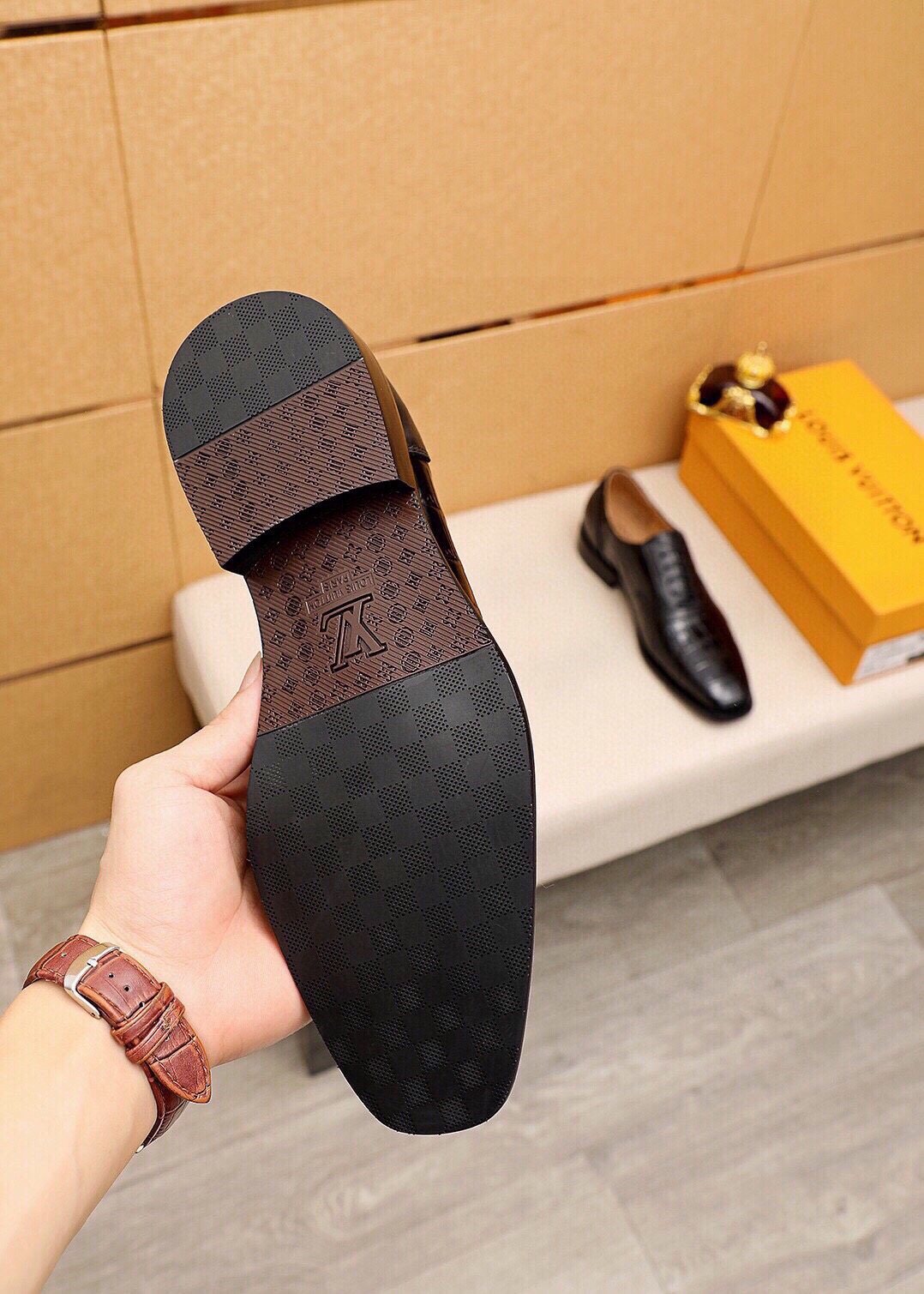 Louis Vuitton Embossed Lace-Up Dress Shoes — detail