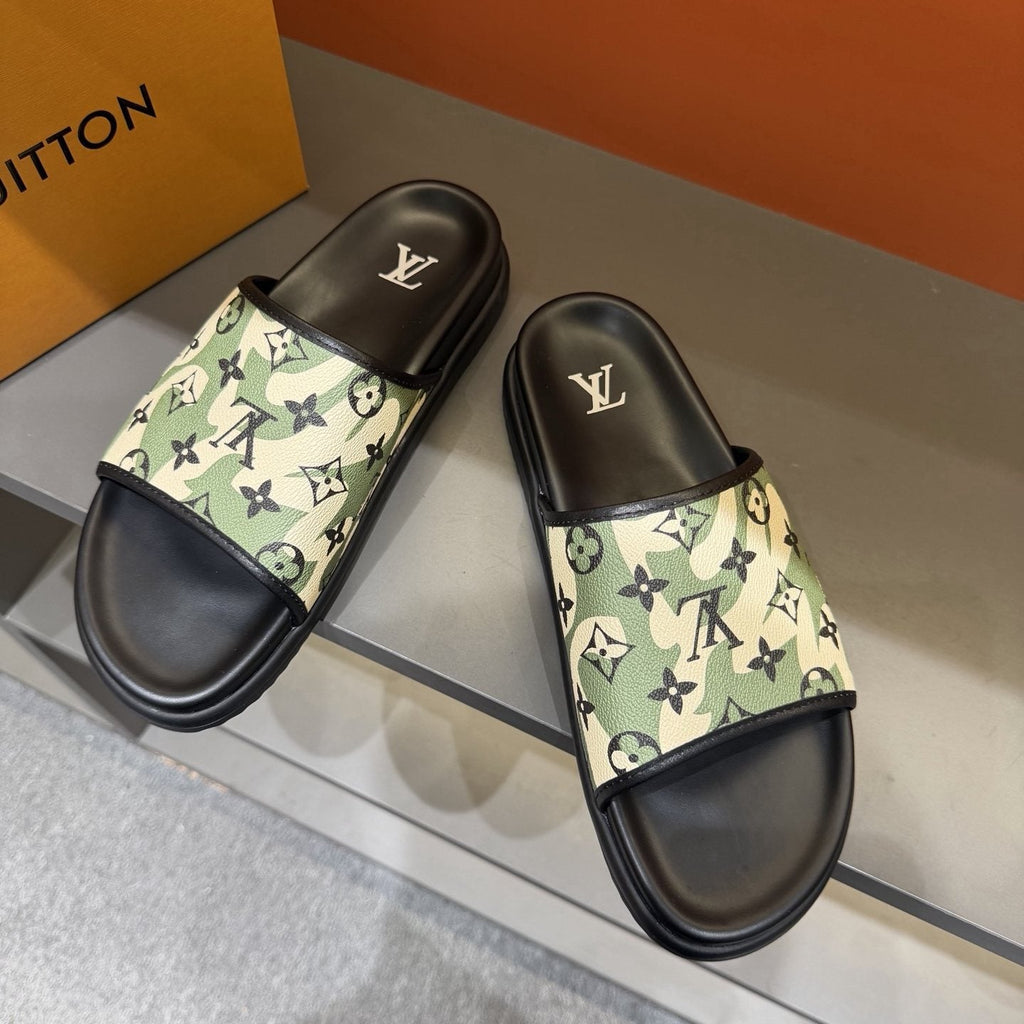 Louis Vuitton Graphic Strap Slide Sandals — front
