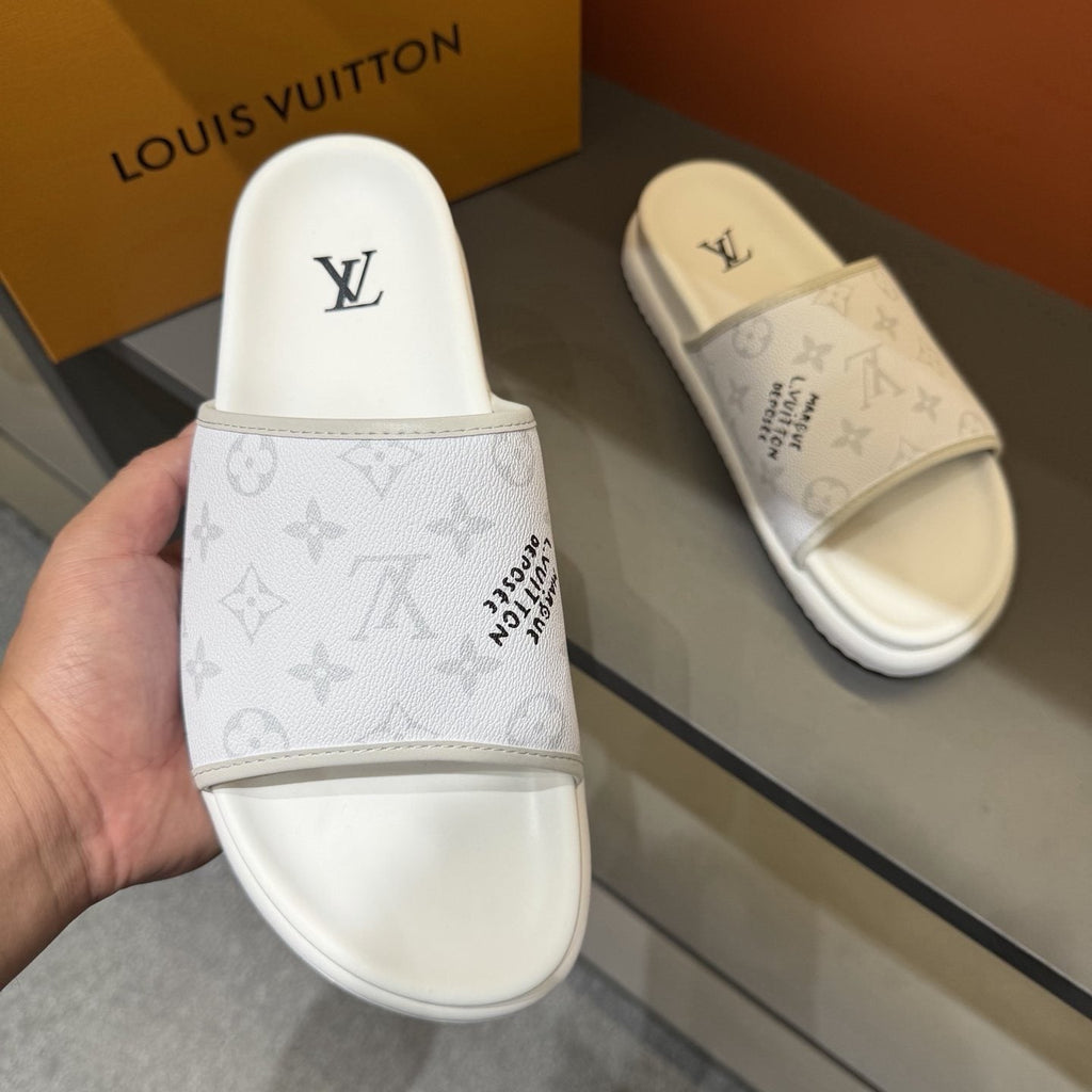 Louis Vuitton Graphic Strap Slide Sandals — front