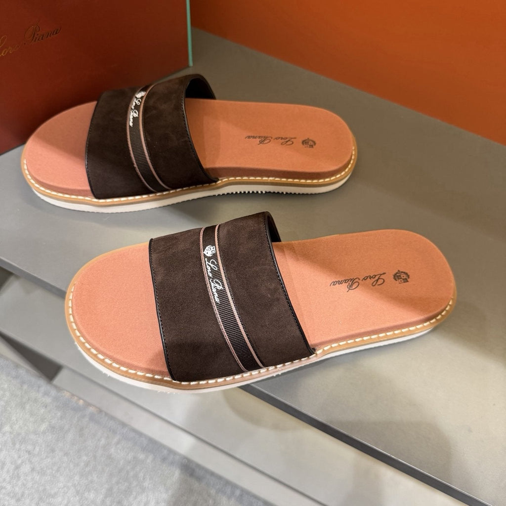 Loro Piana Cross-Strap Men's Slide Sandals — front