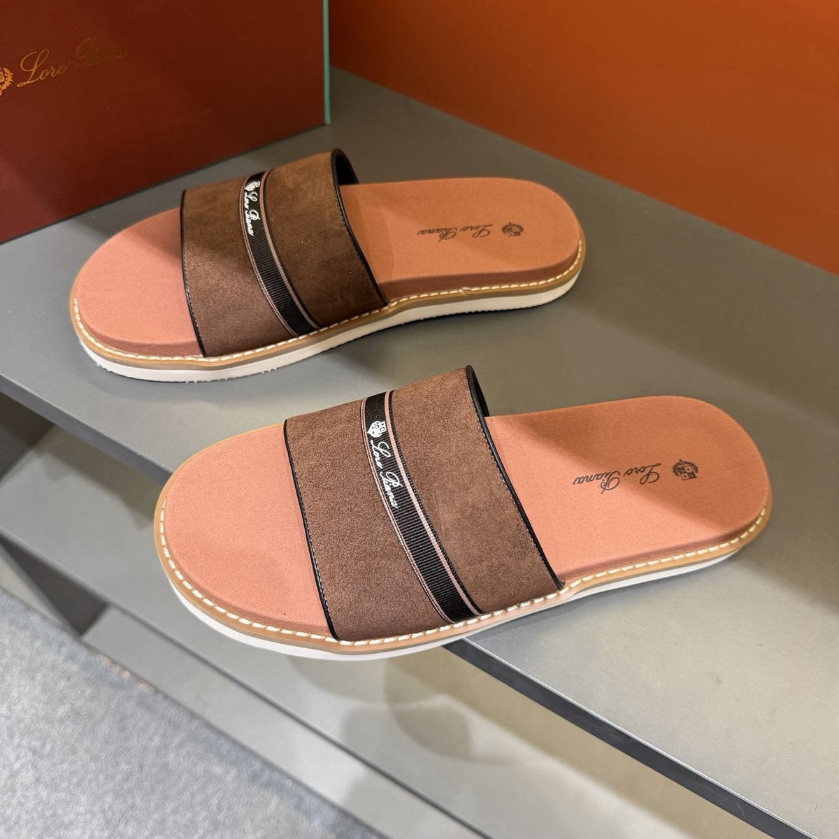 Loro Piana Cross-Strap Men's Slide Sandals — front