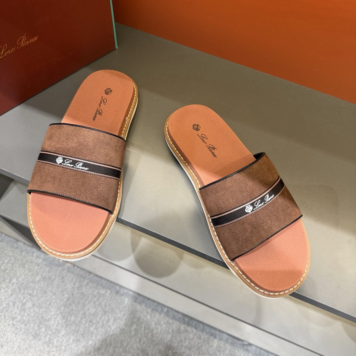 Loro Piana Cross-Strap Men's Slide Sandals — side