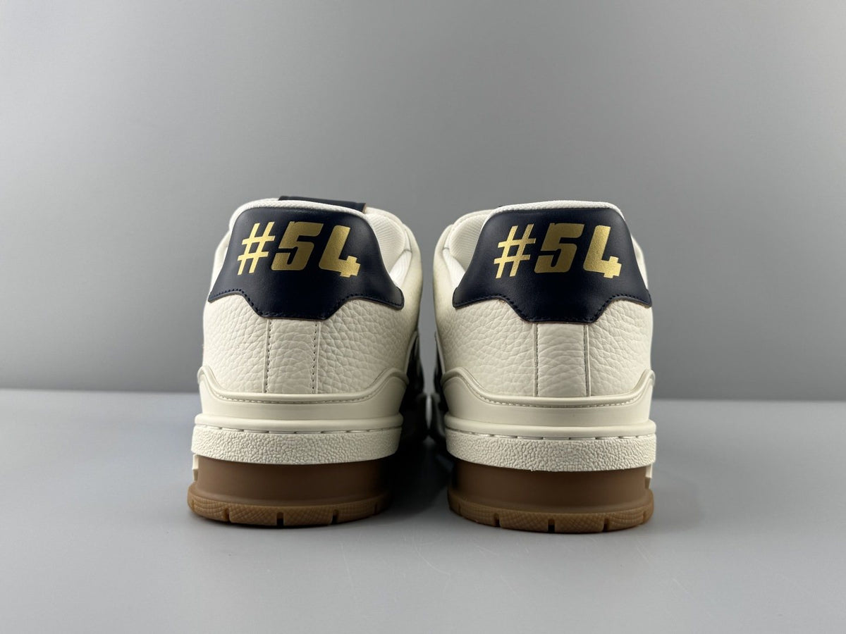 Louis Vuitton White & Navy Low-Top Sneakers — back