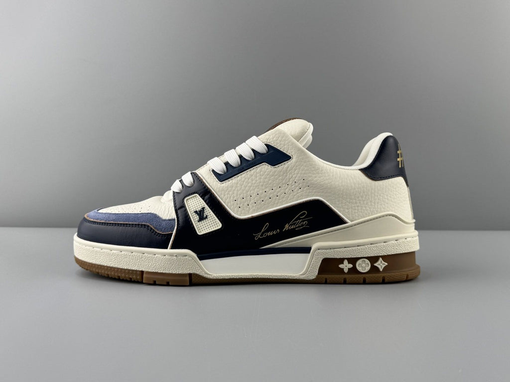 Louis Vuitton White & Navy Low-Top Sneakers — hero