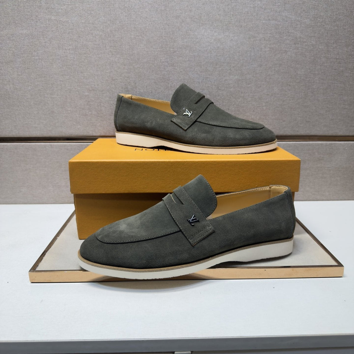 Louis Vuitton Men's Vamp-Strap Loafers — model