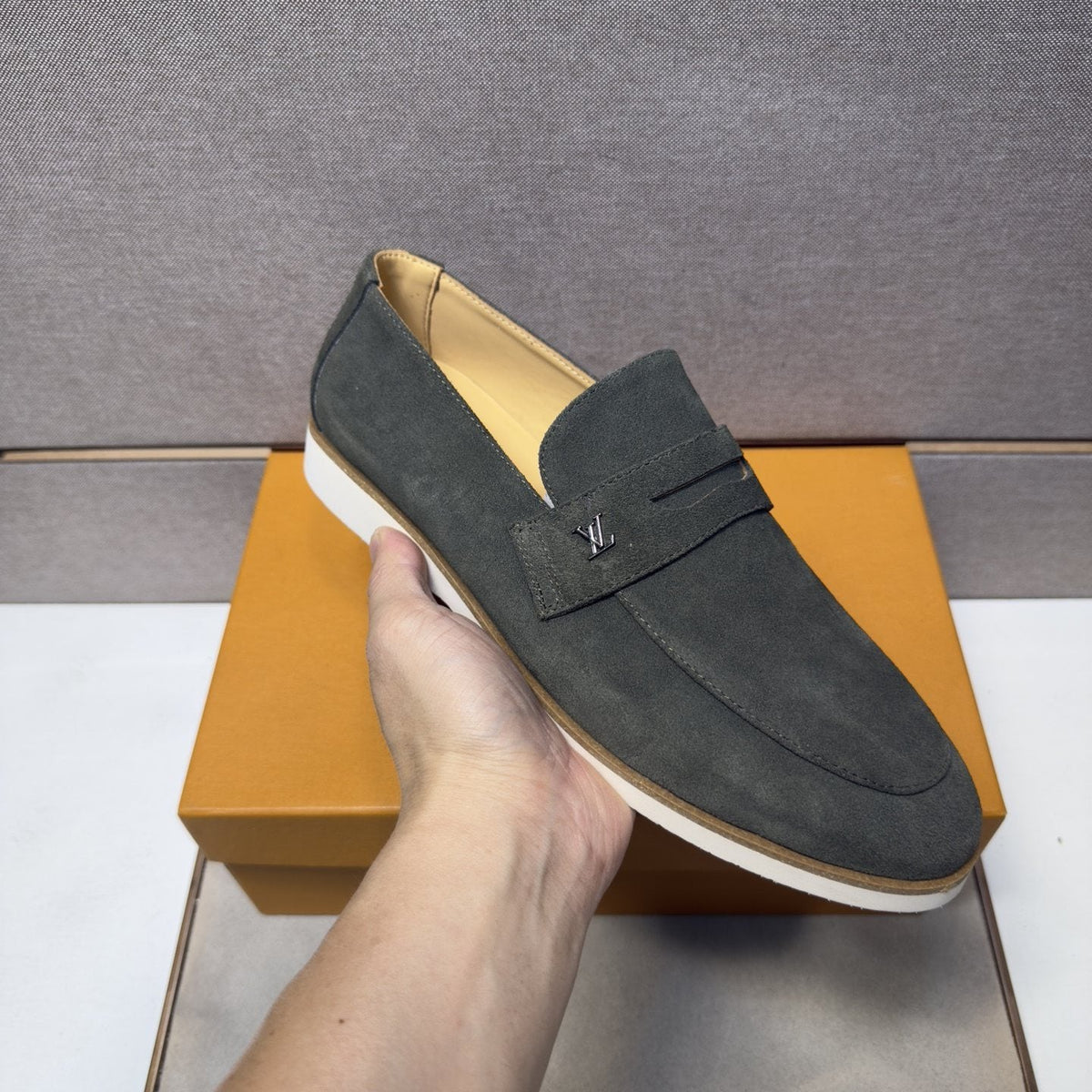 Louis Vuitton Men's Vamp-Strap Loafers — detail