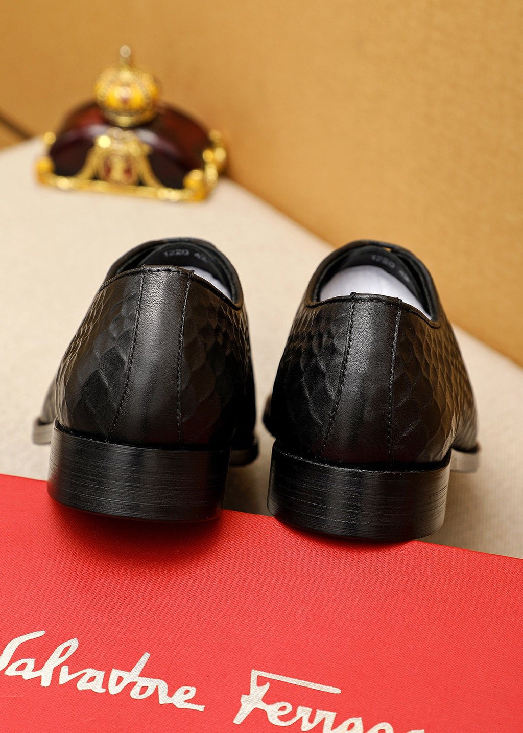 Ferragamo Textured Lace-Up Dress Shoes — back