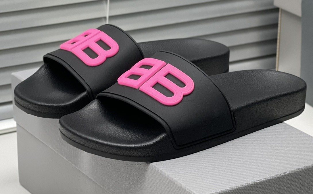 Balenciaga Raised Motif Slide Sandals — front