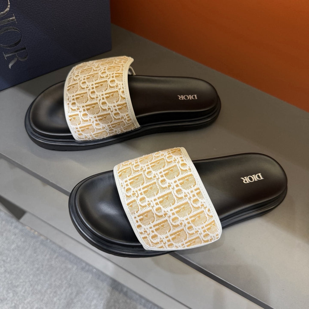 Dior Patterned Strap Slide Sandals — front