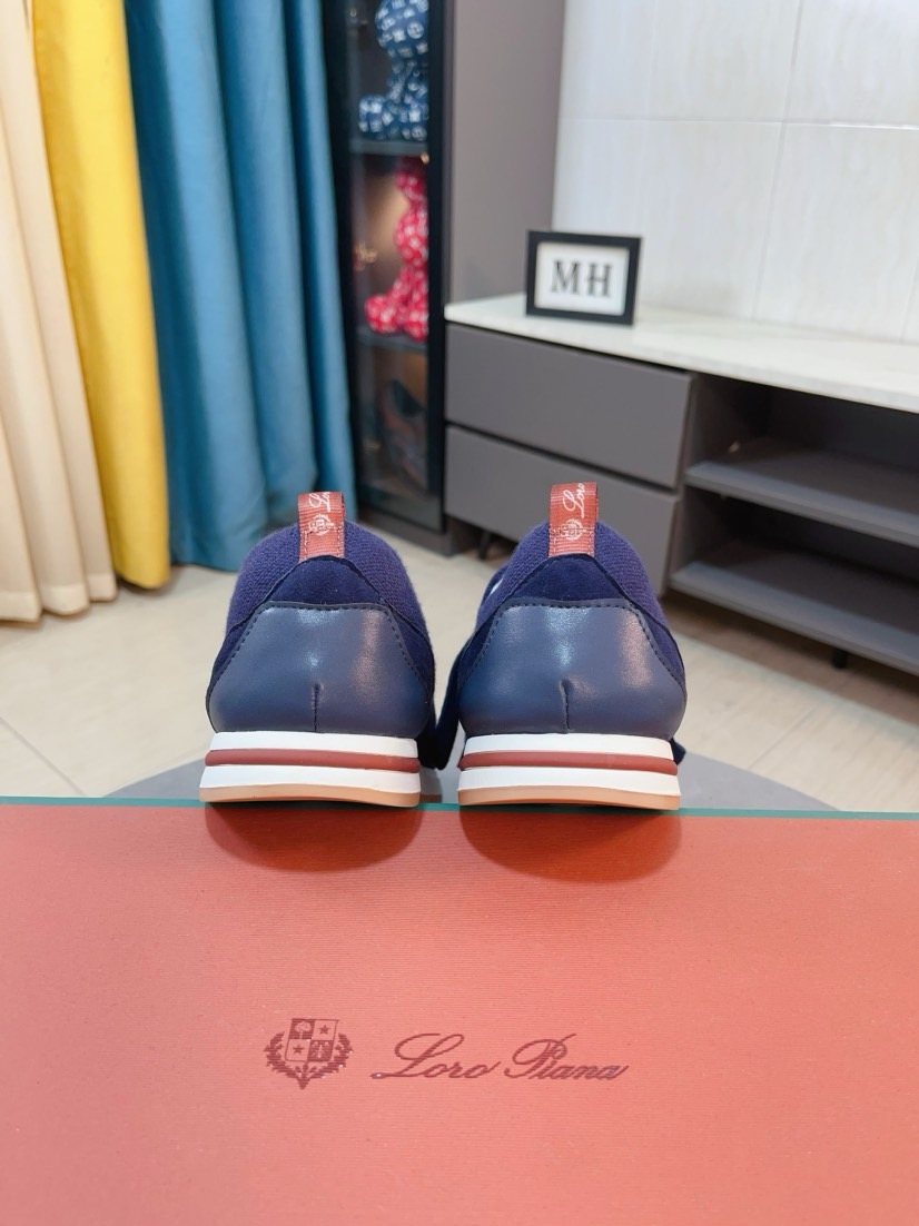 Loro Piana Knit Lace-Up Sneakers — back