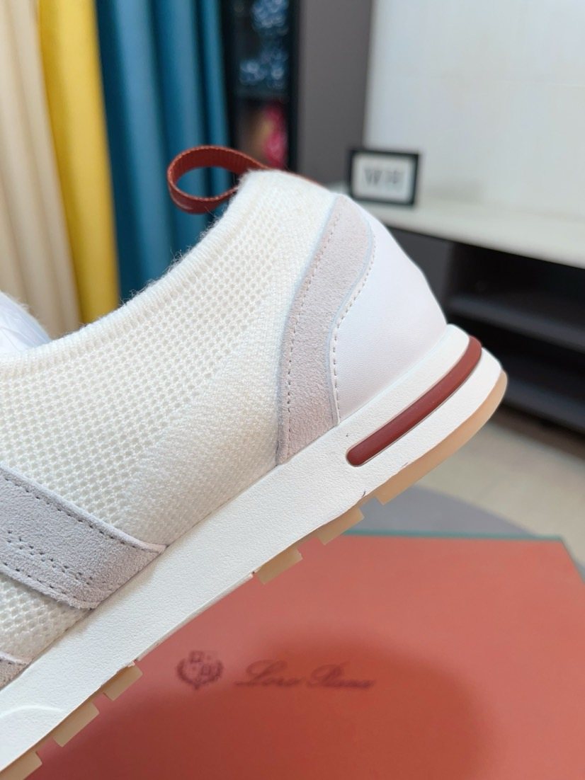 Loro Piana Knit Lace-Up Sneakers — detail