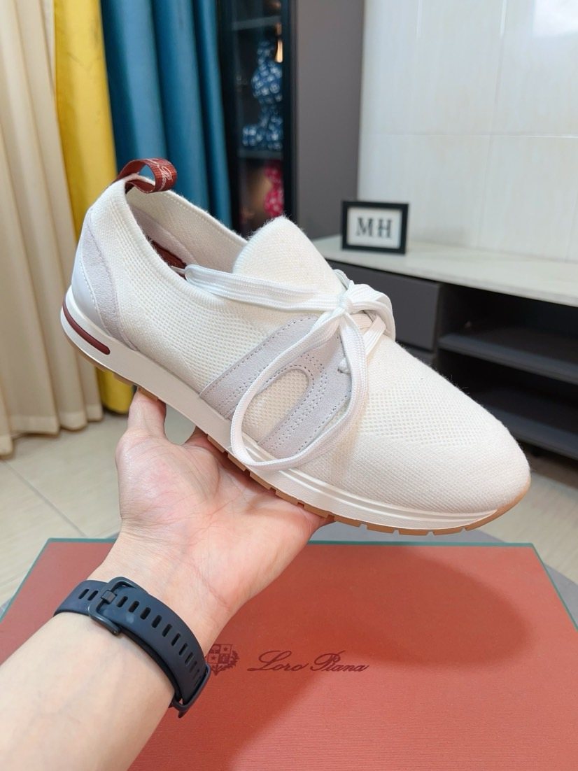 Loro Piana Knit Lace-Up Sneakers — front