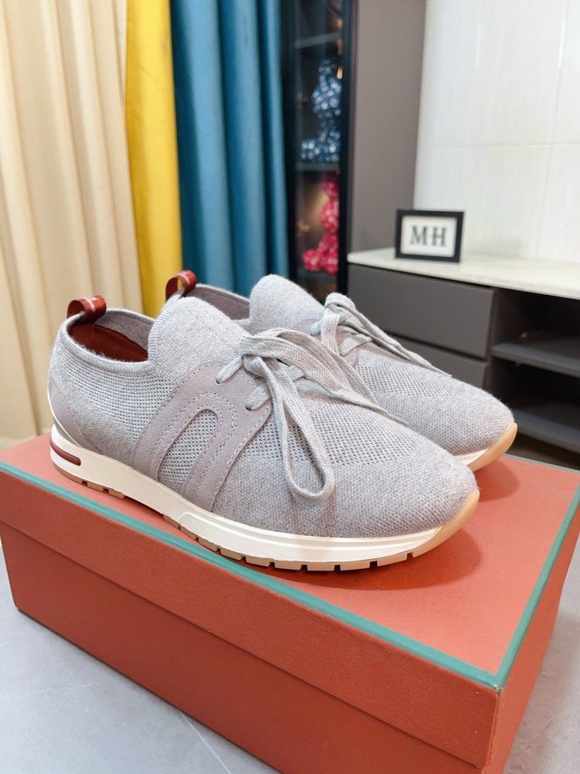 Loro Piana Knit Lace-Up Sneakers — front