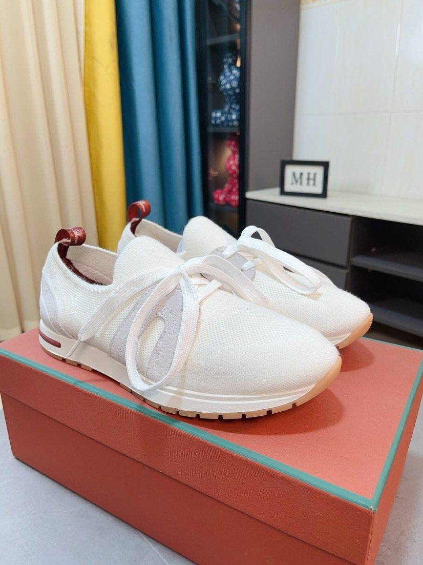 Loro Piana Knit Lace-Up Sneakers — back