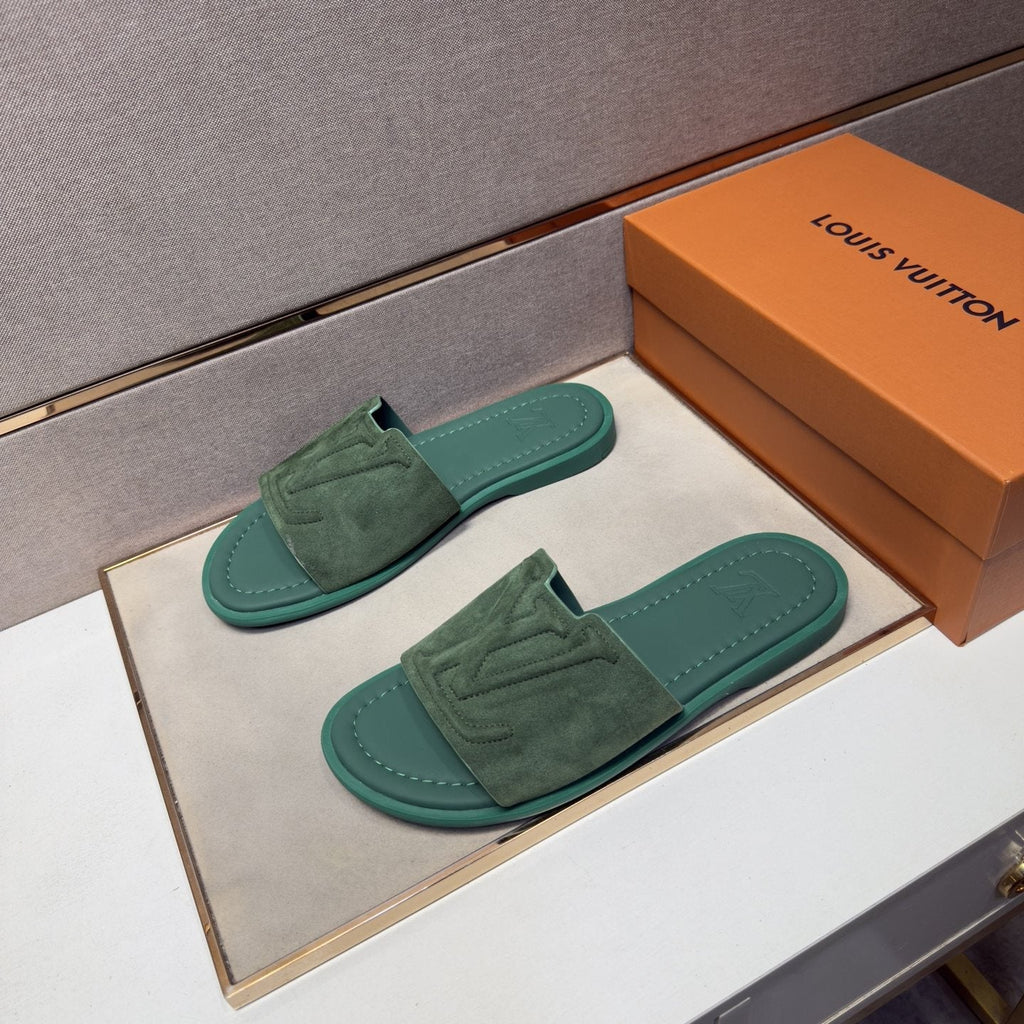Louis Vuitton Embossed Strap Slide Sandals — front