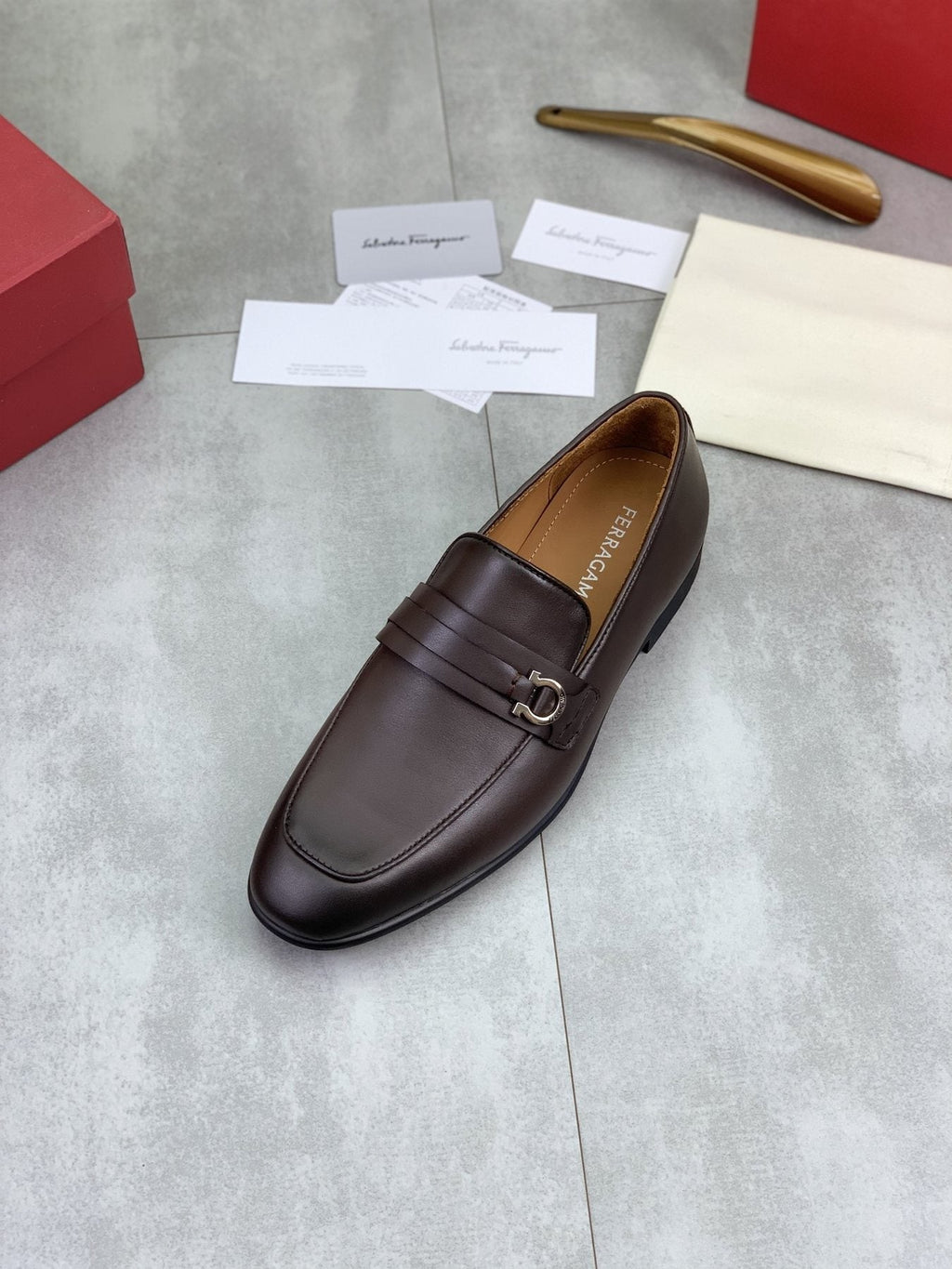 Ferragamo Men's Metal Bit Loafers — front