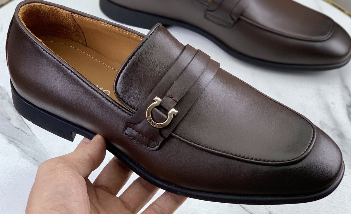 Ferragamo Men's Metal Bit Loafers — front