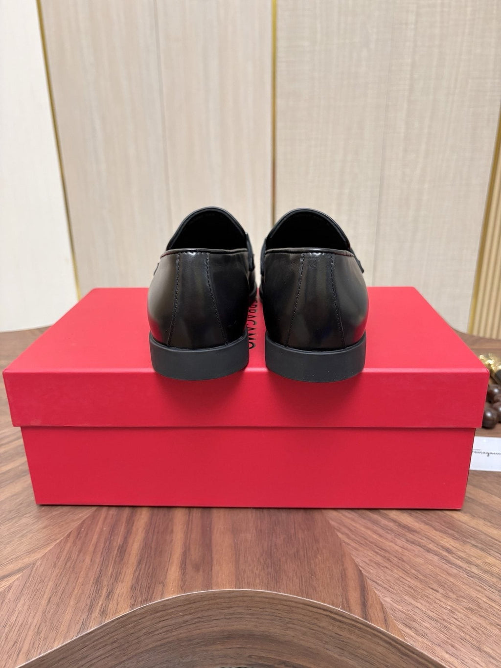 Ferragamo Dark Brown Metal Bit Loafers — back