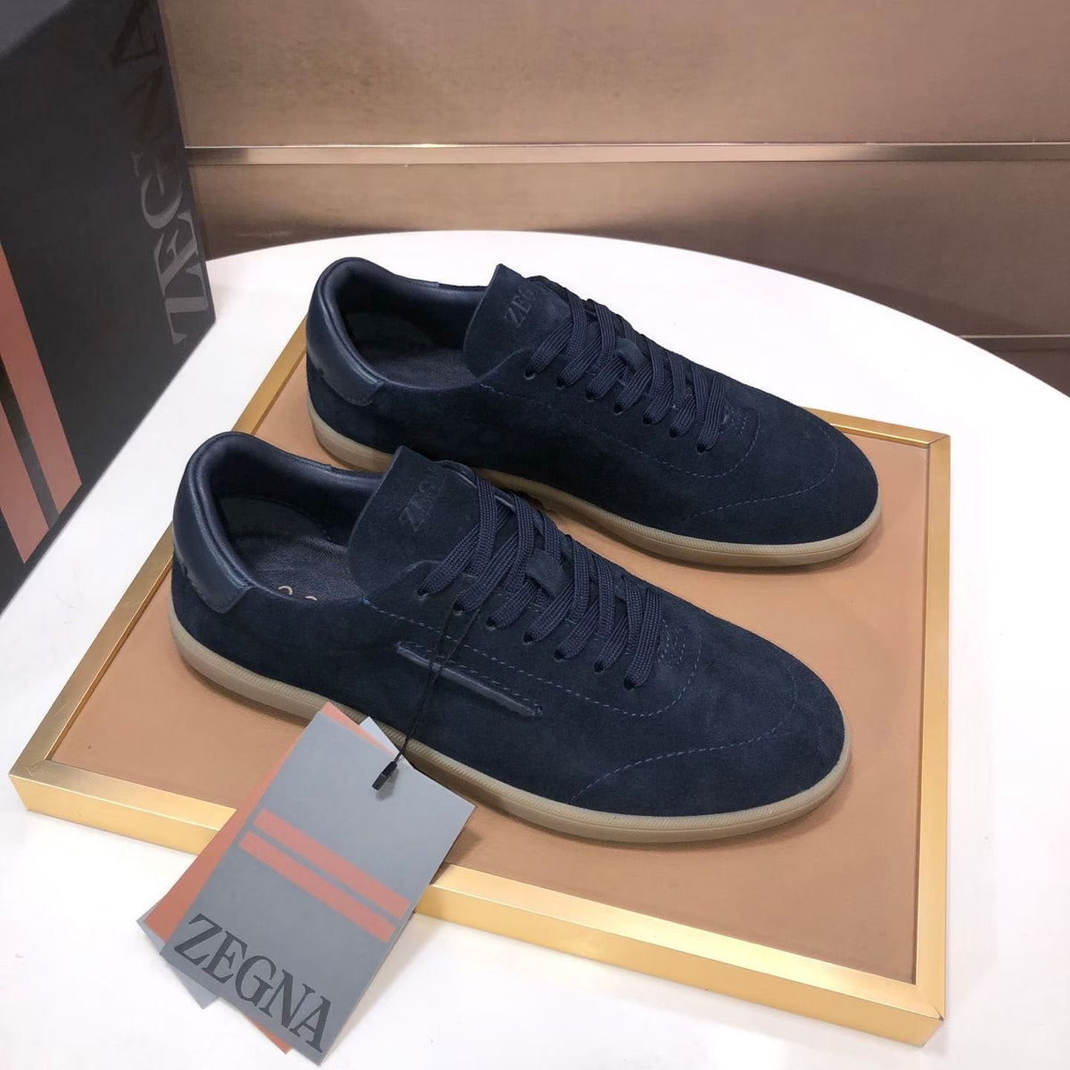 Zegna 232 Suede Low-Top Sneakers — front