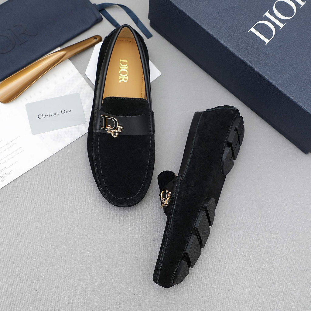 Dior Blue Metal Hardware Loafers — front