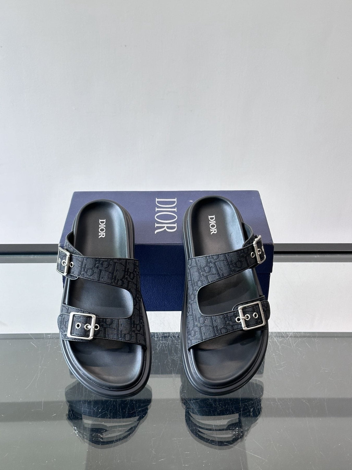 Dior Aqua Two-Strap Slide Sandals — front