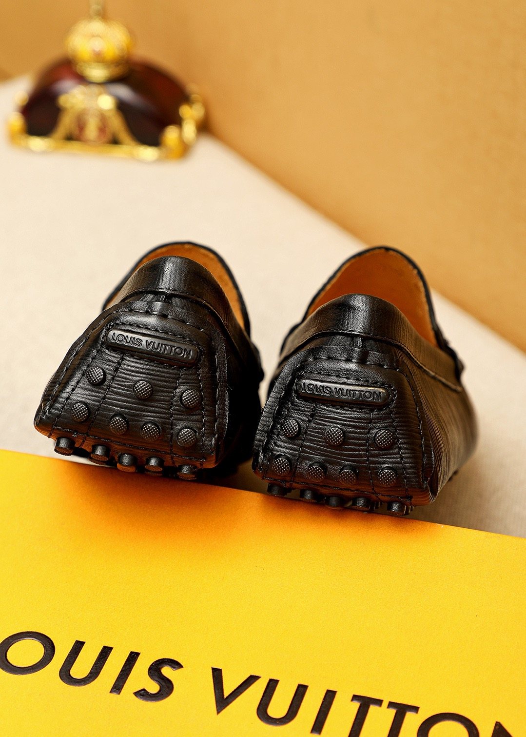 Louis Vuitton Brown Textured Driving Shoes — back