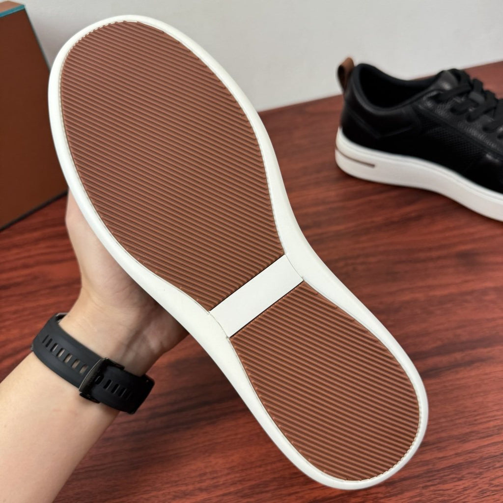 Loro Piana Textured Leather Mesh Low-Top Sneakers — detail