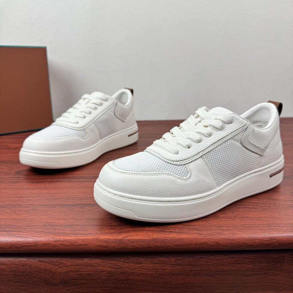 Loro Piana Textured Leather Mesh Low-Top Sneakers — side