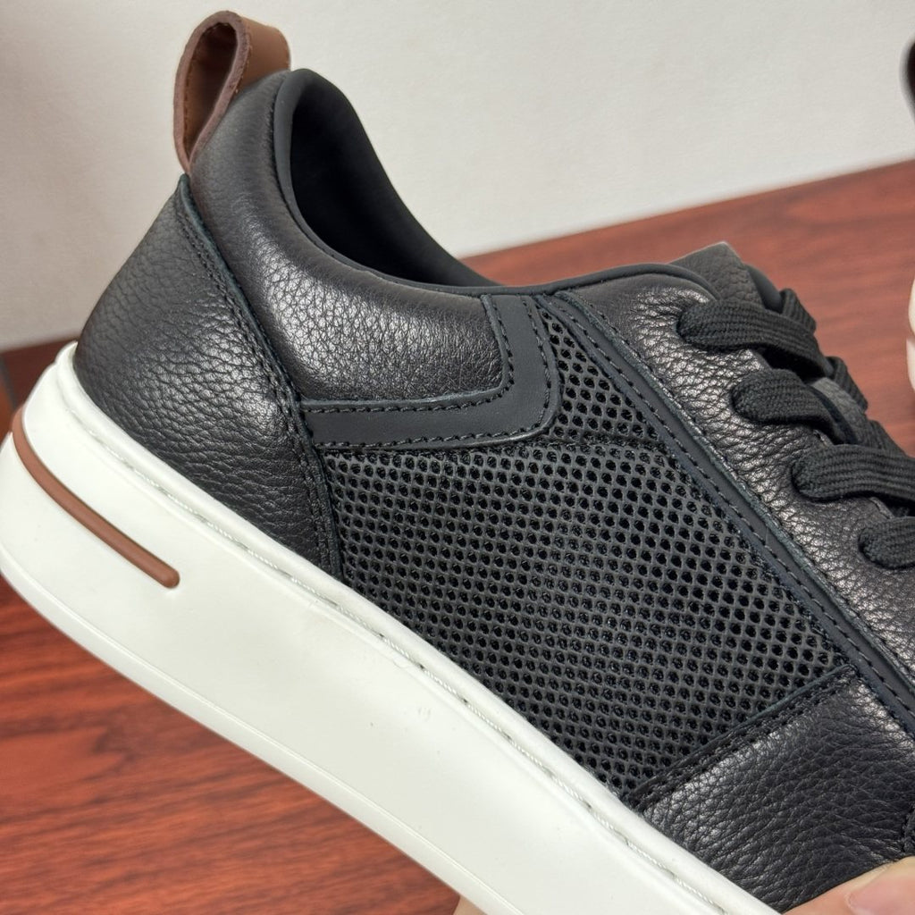 Loro Piana Textured Leather Mesh Low-Top Sneakers — detail