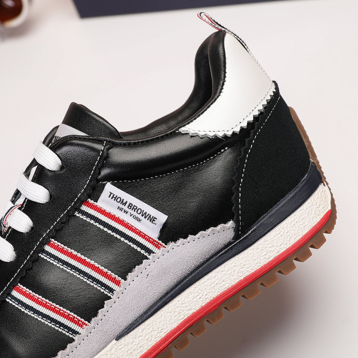 Thom Browne Low-Top Leather Sneakers — detail