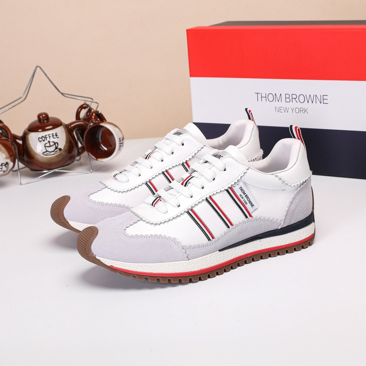 Thom Browne Low-Top Leather Sneakers — front