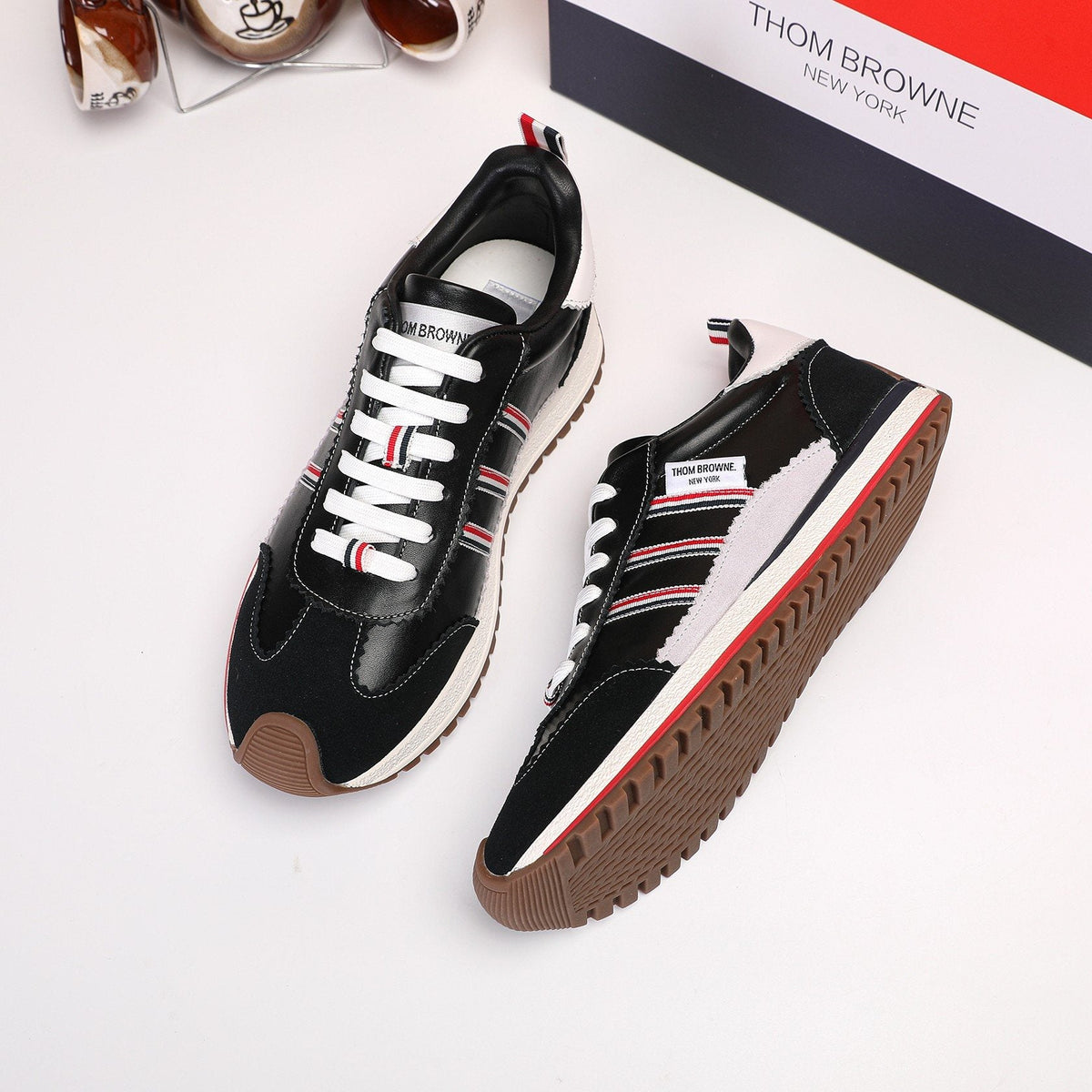 Thom Browne Low-Top Leather Sneakers — side