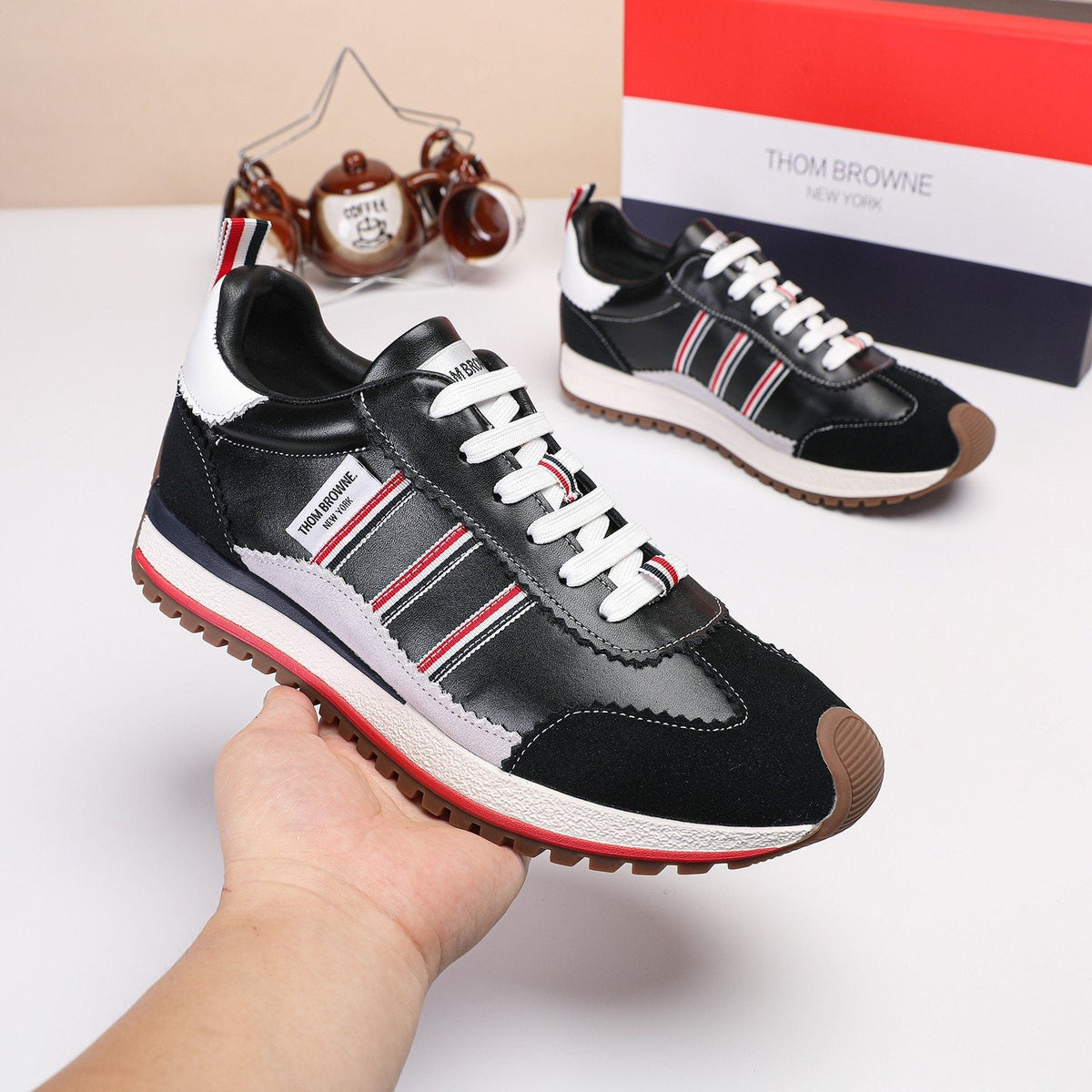 Thom Browne Low-Top Leather Sneakers — model