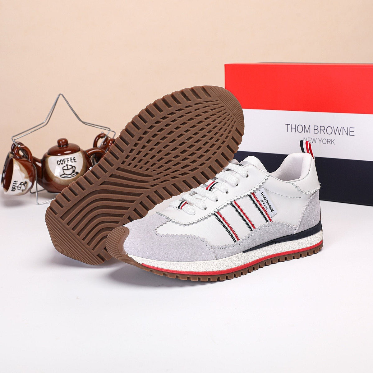 Thom Browne Low-Top Leather Sneakers — side