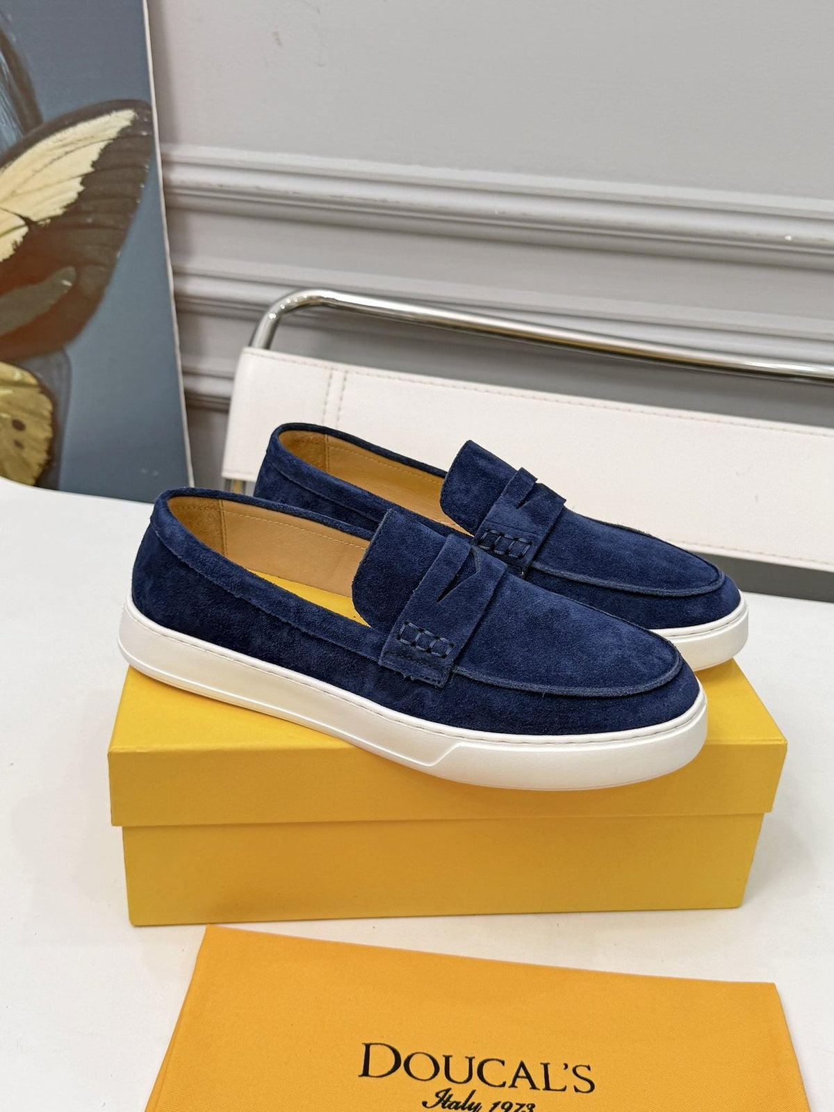 Doucal's Contrast-Sole Slip-On Shoes — front
