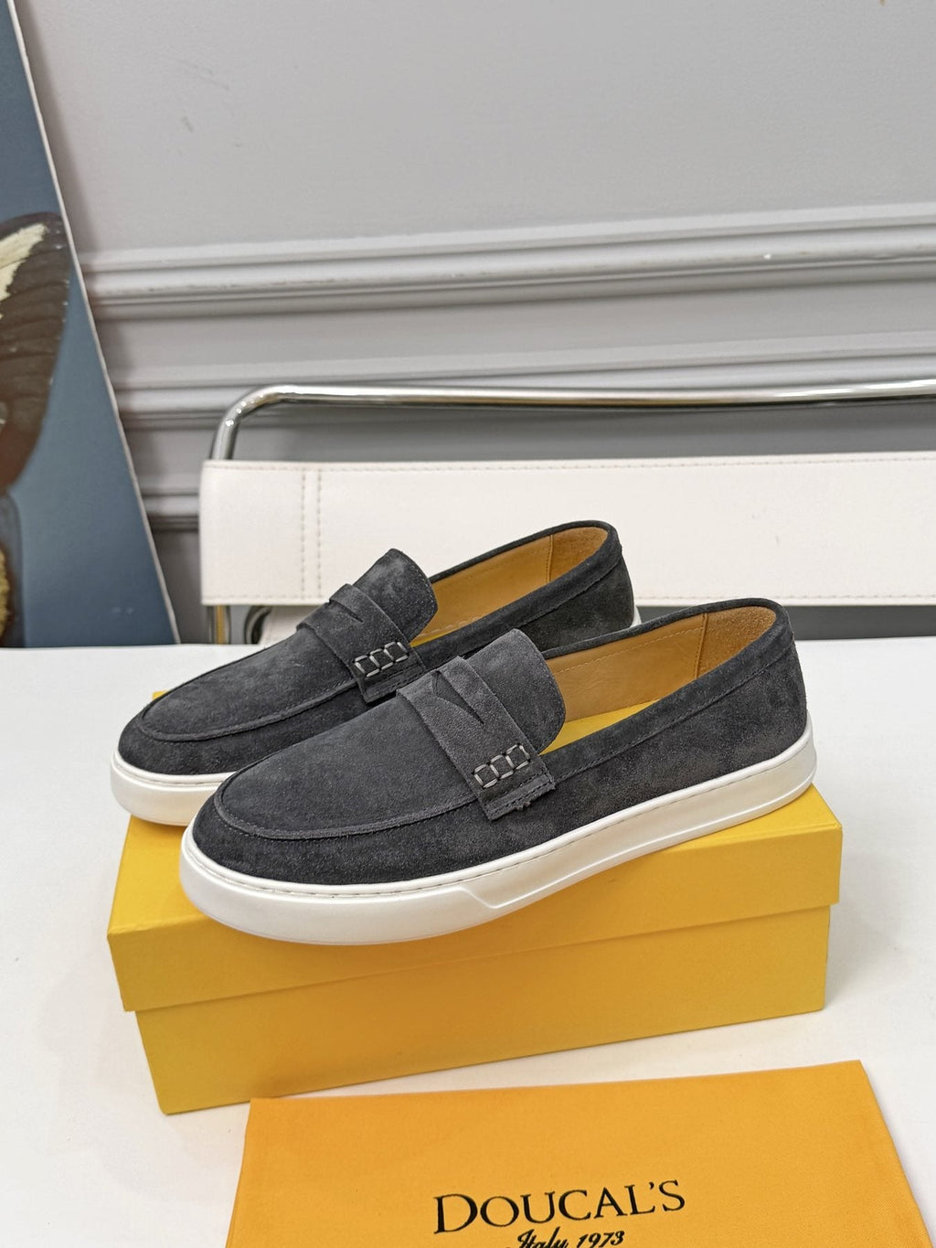 Doucal's Contrast-Sole Slip-On Shoes — model