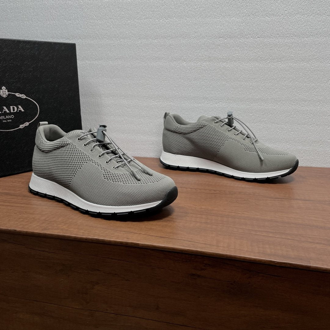 Prada Knit Lace-Up Sneakers — side