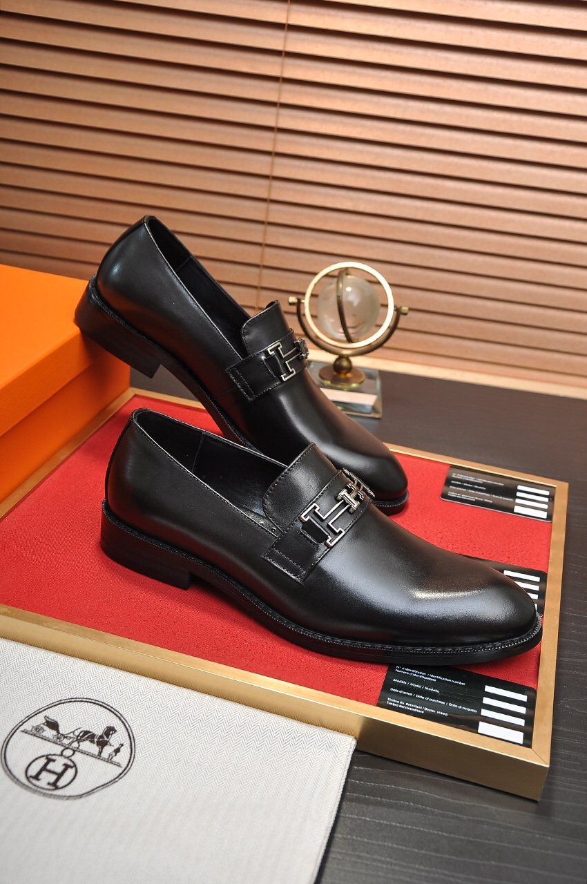 Hermès H-Hardware Leather Loafers — front