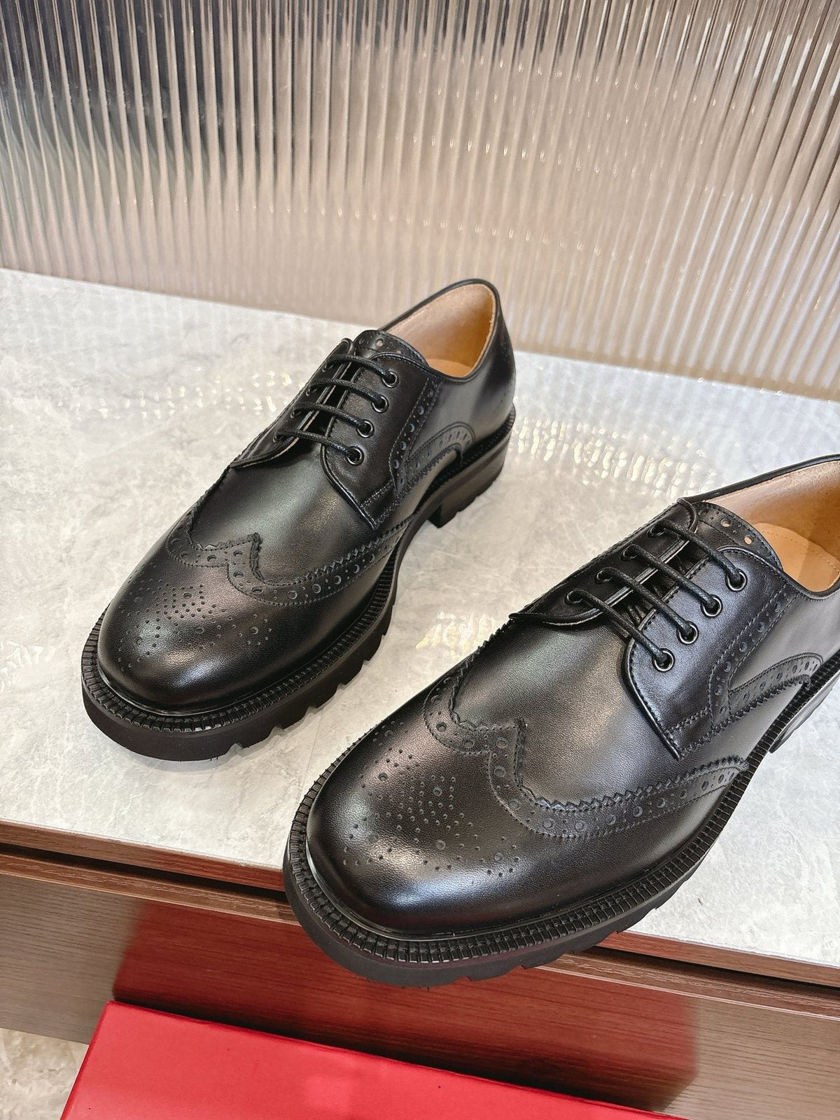 Ferragamo Men's Brogue Derby Shoes — label
