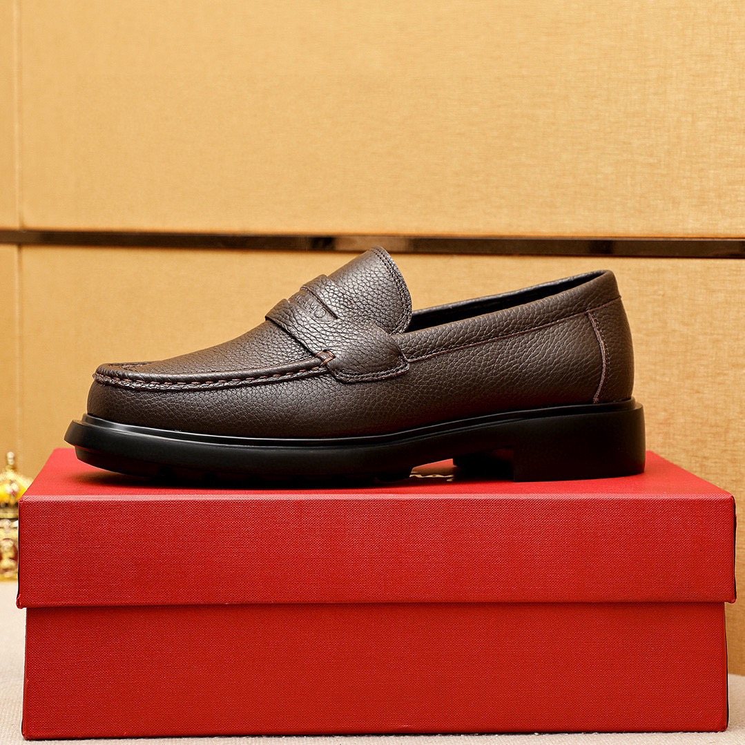 Ferragamo Textured Slip-On Loafers — side