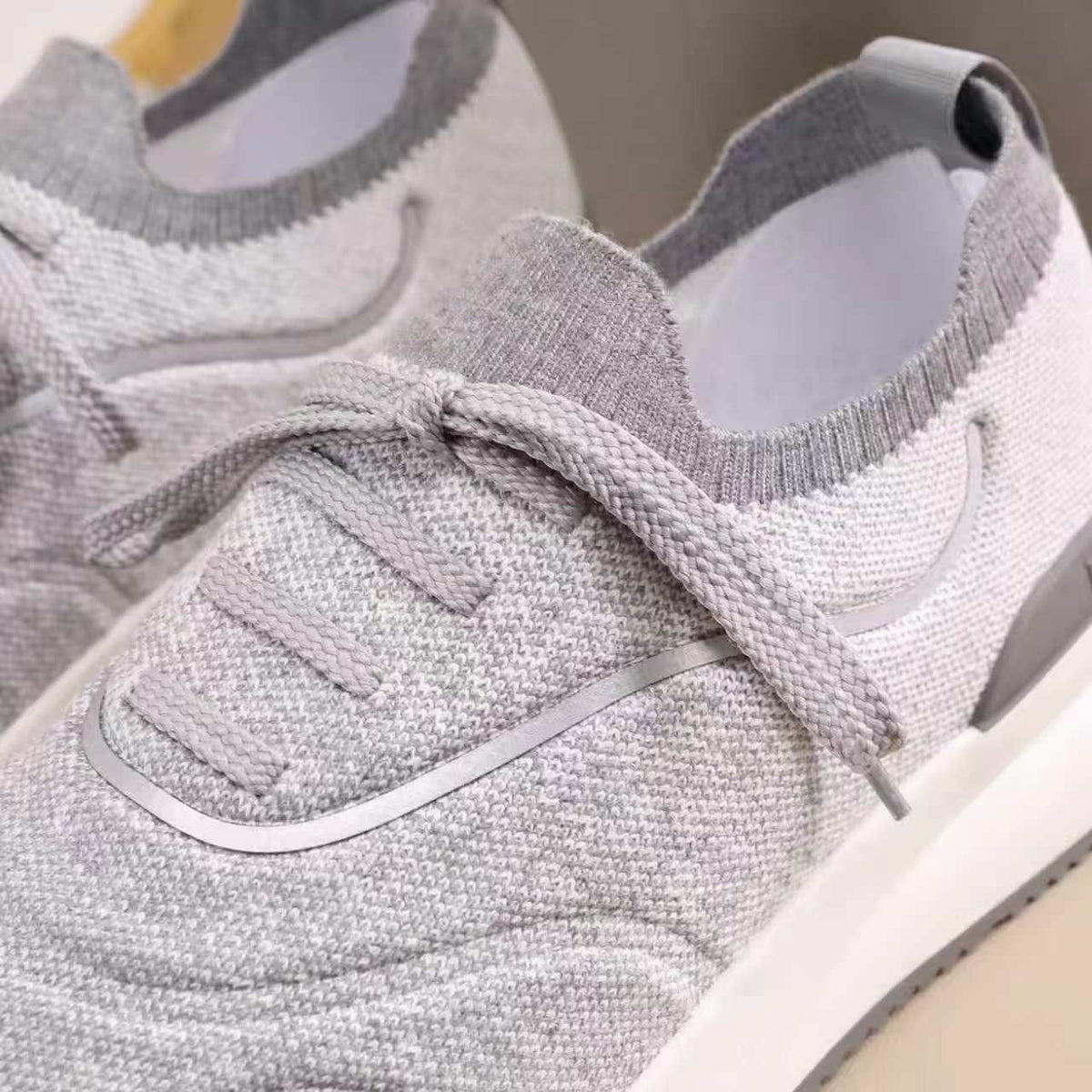 Brunello Cucinelli Knit Lace-Up Sneakers — detail