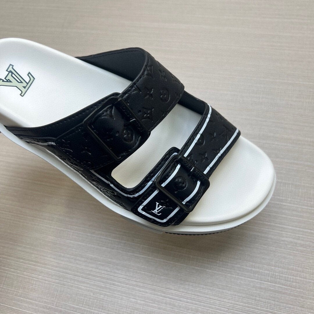 Louis Vuitton Double-Buckle Slide Sandals — detail