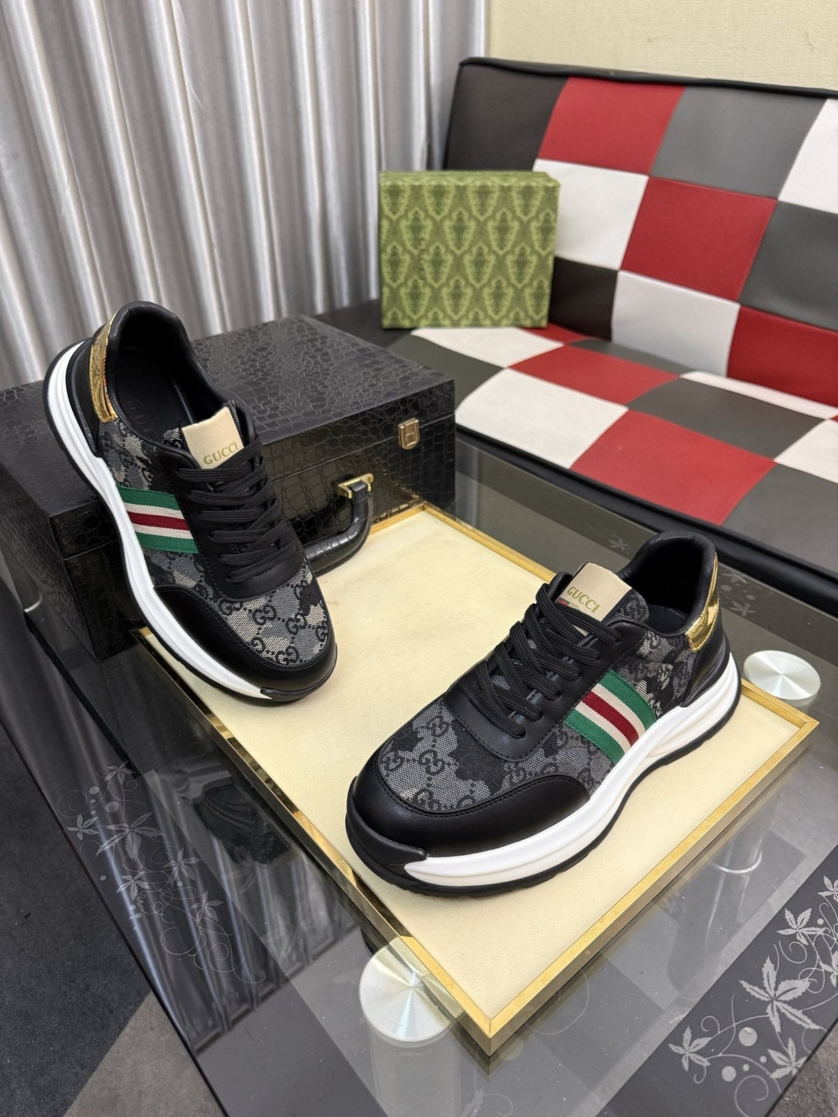 Gucci Monogram Stripe Low-Top Sneakers — side